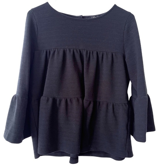 J. Crew Tops - J. Crew bell sleeve‎ tiered blouse black sz small